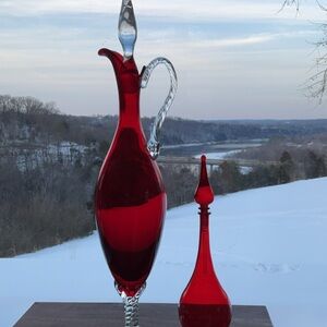 Elegant Red Glass Decanter